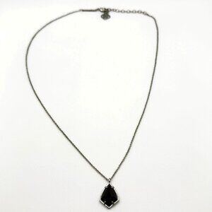 Kendra Scott Cory Silver Tone Necklace With Black Stone Pendant